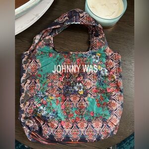 NWT Johnny Was reusable packable nylon tote bag with pocket.